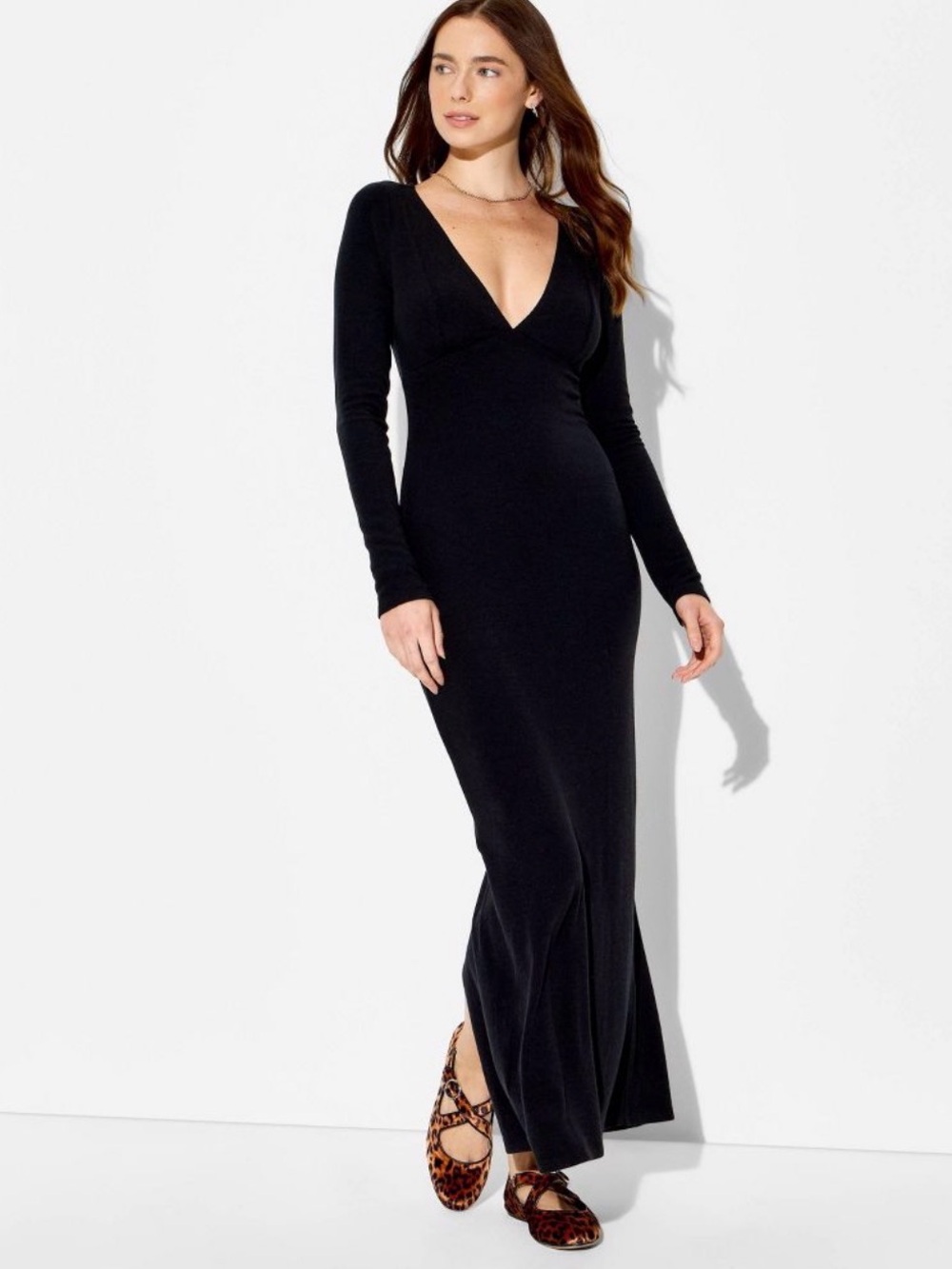 Women Cozy Long Sleeve Maxi Empire Waist Dress - Wild Fable